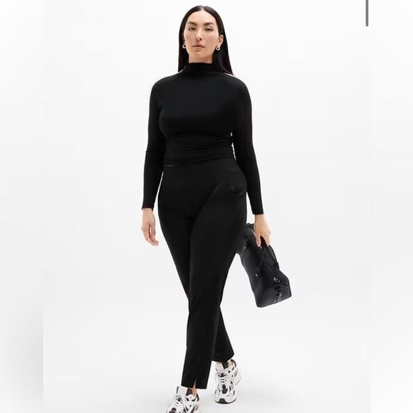 Athleta Brooklyn Mid Rise Ankle Pant Stretch Athleisure Travel New Black Sz 12 - Picture 4 of 15